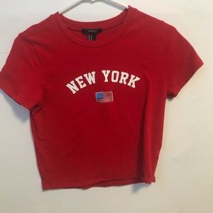 Red New York crop top